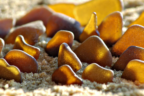 brown sea glass and amber sea glass