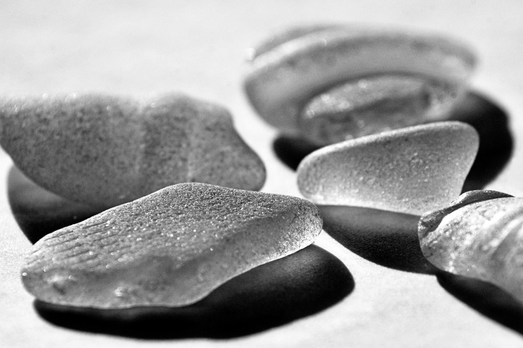 white sea glass lip shards